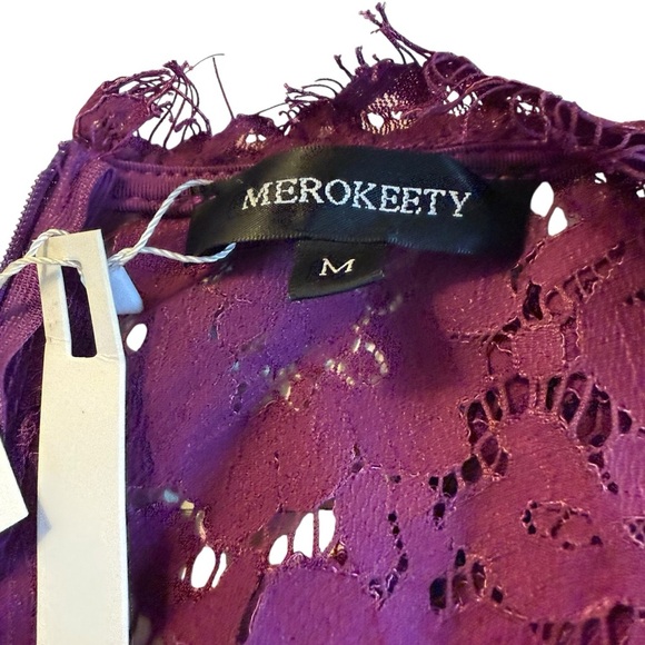Merokeety | Plum Sleeveless Lace Cocktail Dress | Sz M - Picture 6 of 10